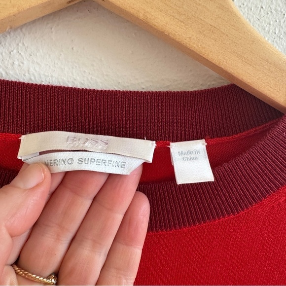 Hugo Boss Virgin Wool Color Block Fine Knit Sweater Size S - Picture 3 of 10